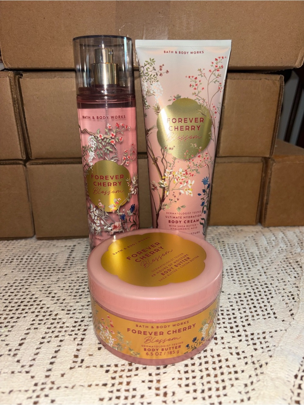 (2026) Bath & Body Works Forever Cherry Blossom Set - Pink & Gold